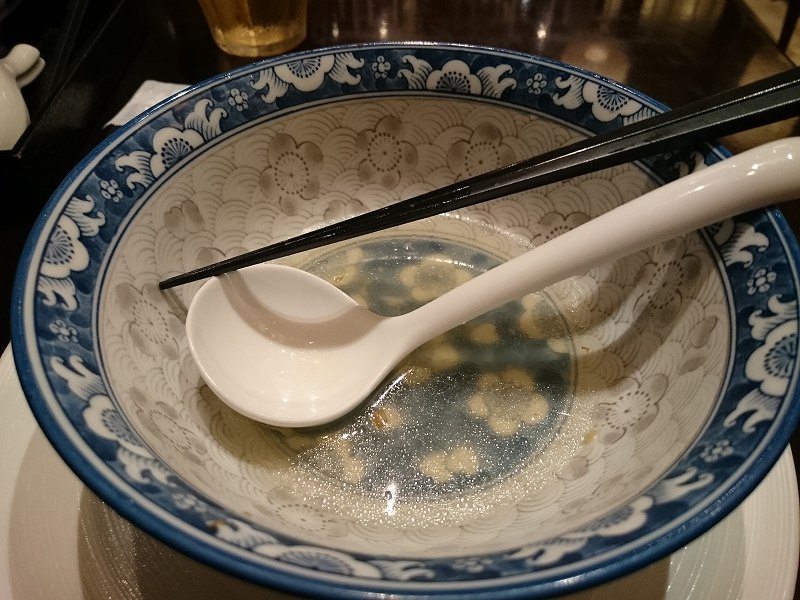 台湾料理　花粥　レイクタウン店　蒸し鳥翡翠麺　完食